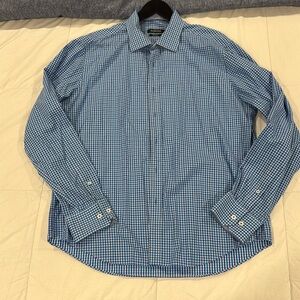 Bugatchi shirt long sleeve blue and white